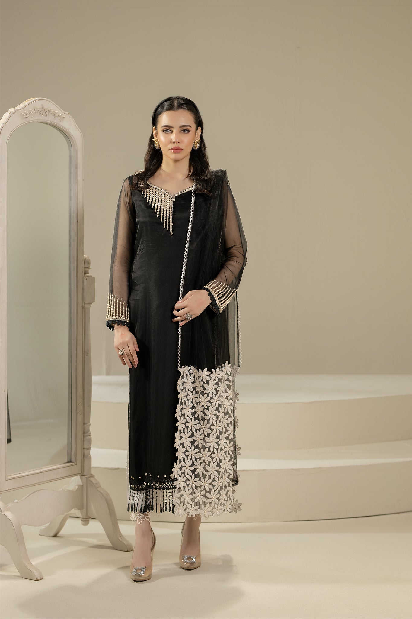 Khuda Baksh - Black with Pearls