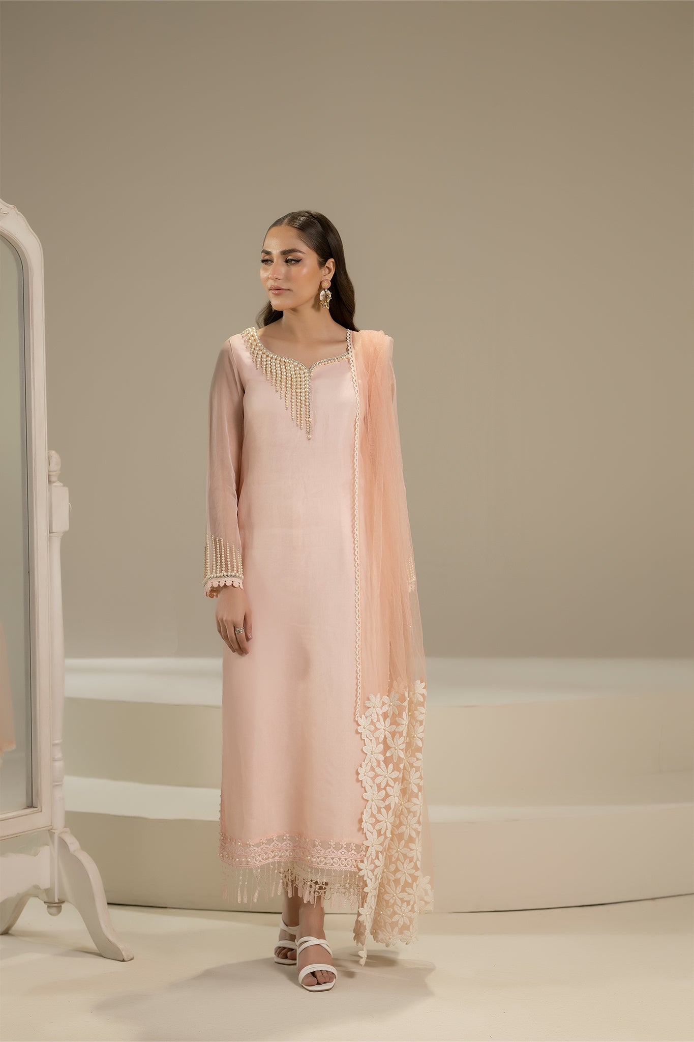 Khuda Baksh - Peach with Pearls