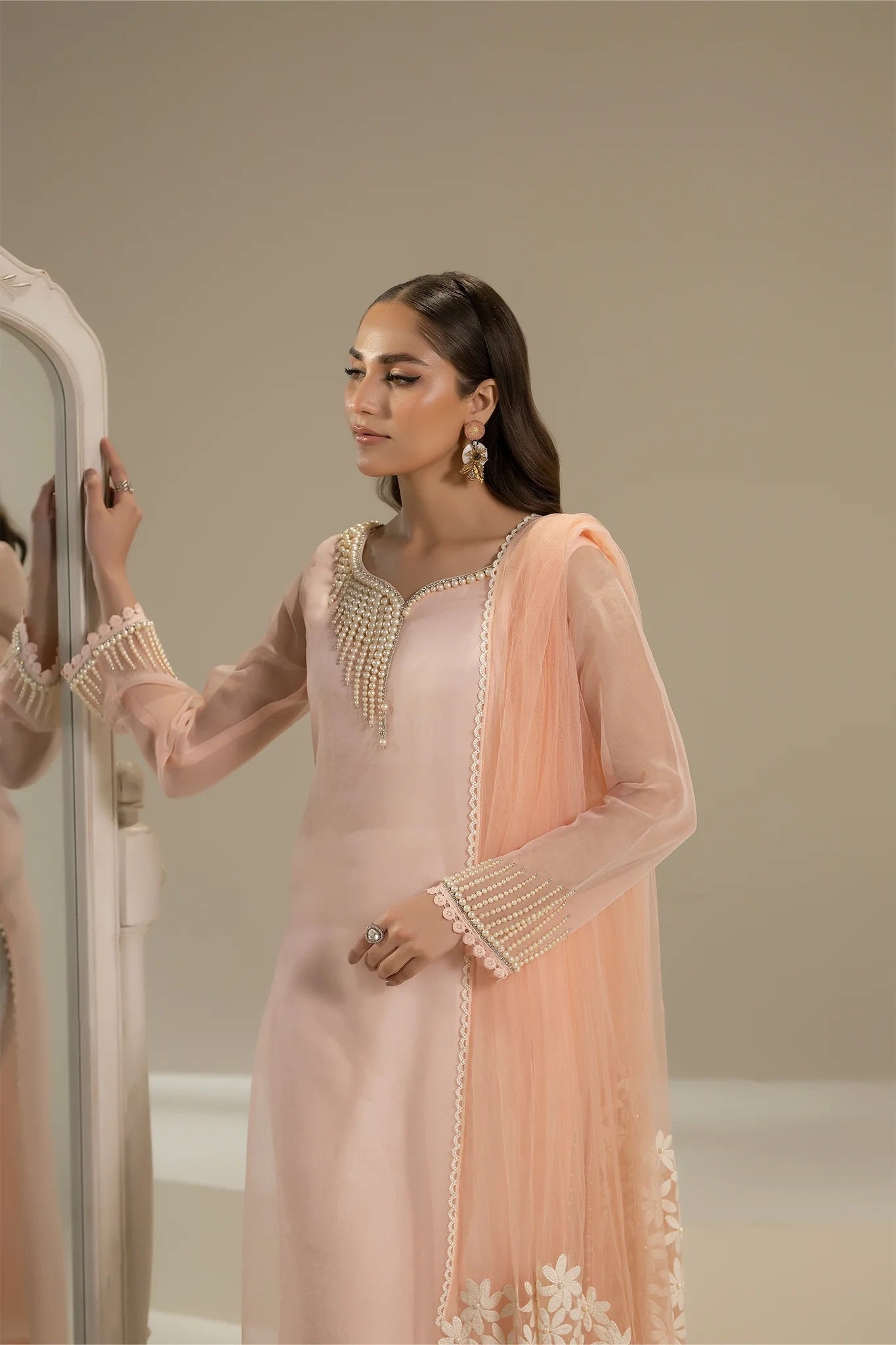 Khuda Baksh - Peach with Pearls