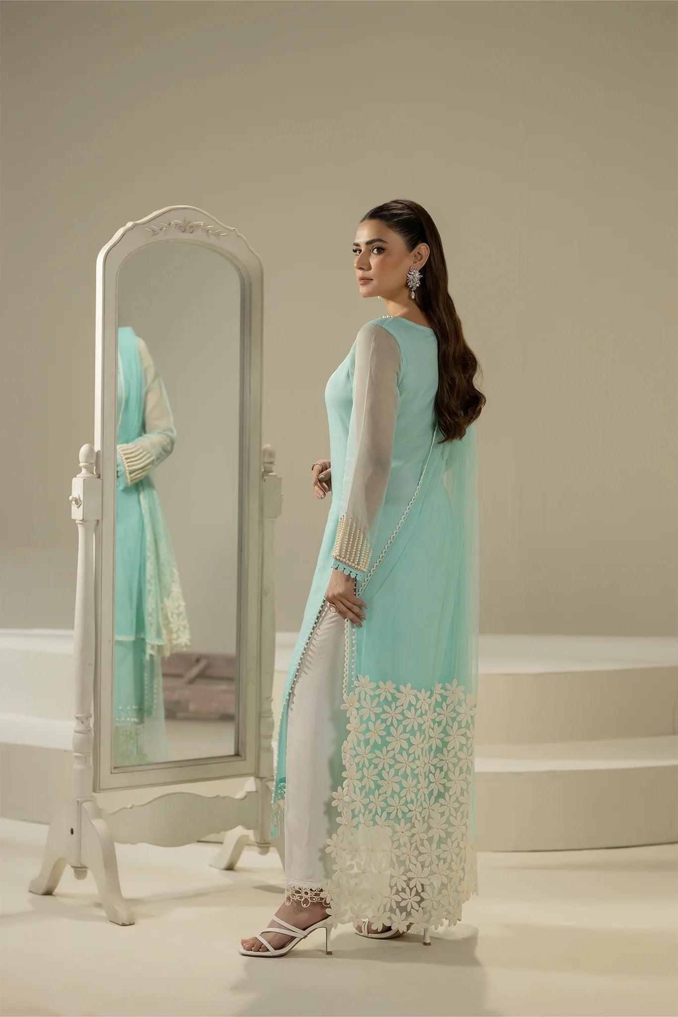 Khuda Baksh - Cyan with Pearls