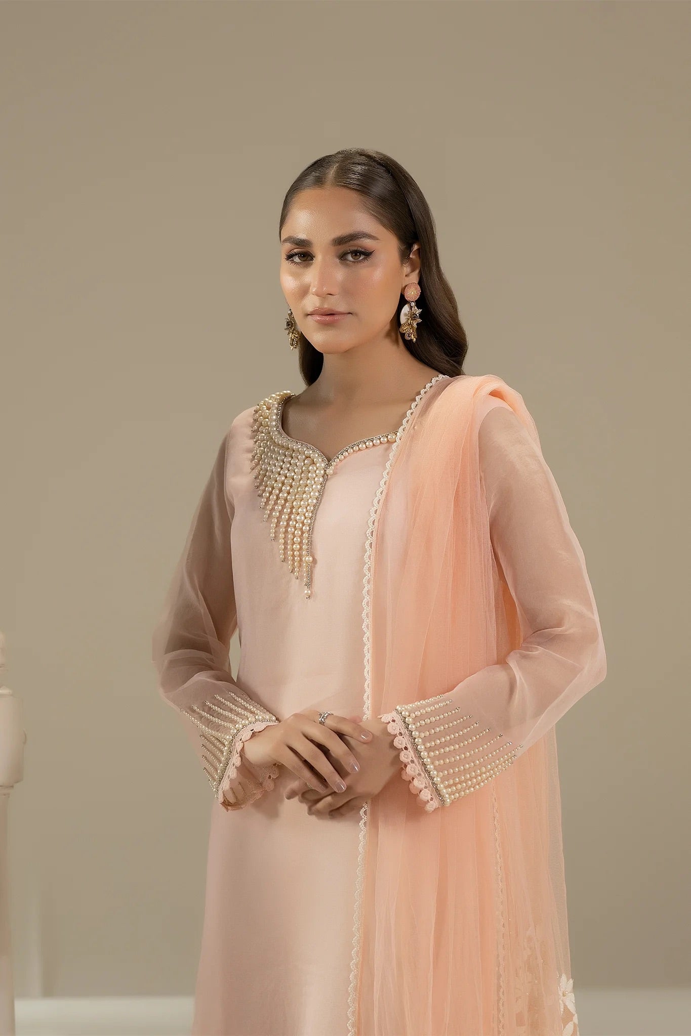 Khuda Baksh - Peach with Pearls