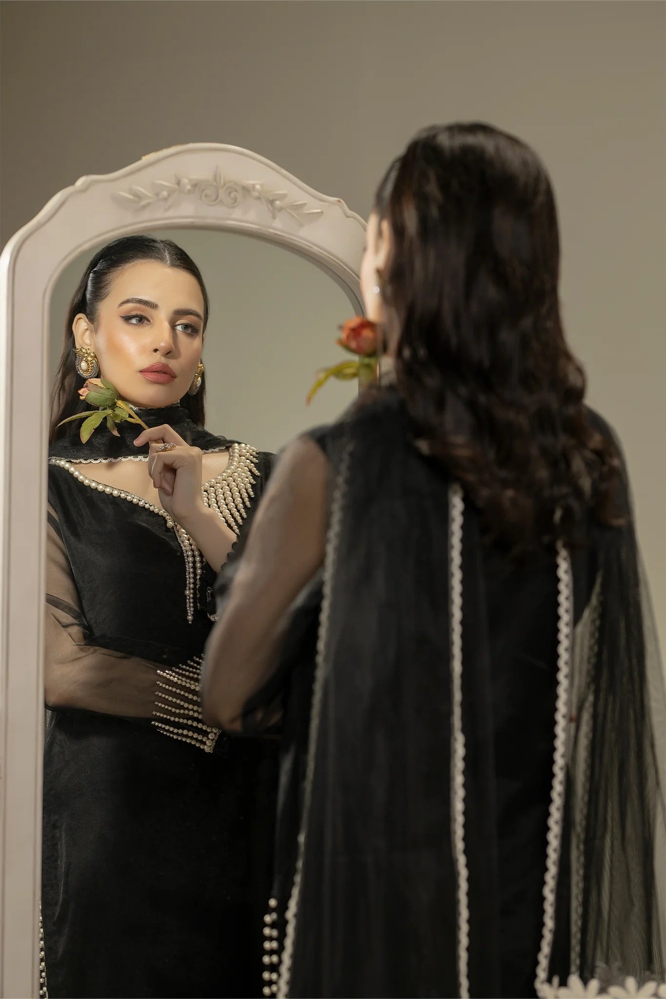 Khuda Baksh - Black with Pearls