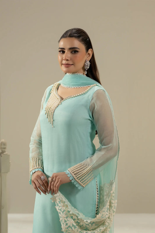 Khuda Baksh - Cyan with Pearls