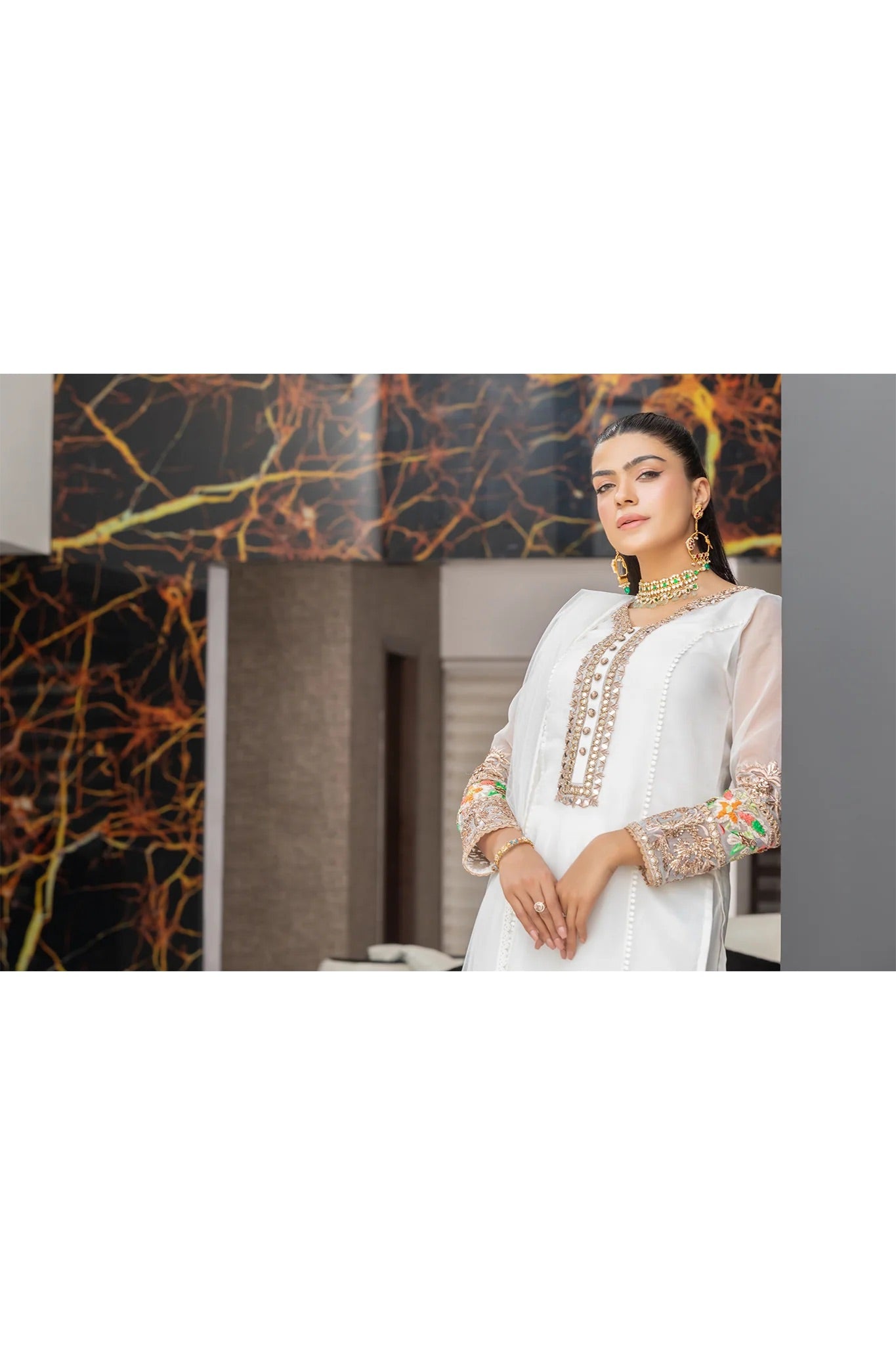 Khuda Baksh - Snow White with Net Dupatta