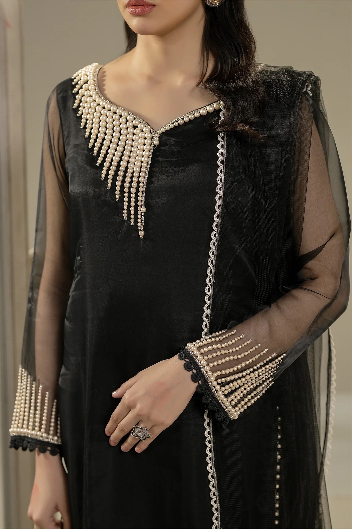Khuda Baksh - Black with Pearls