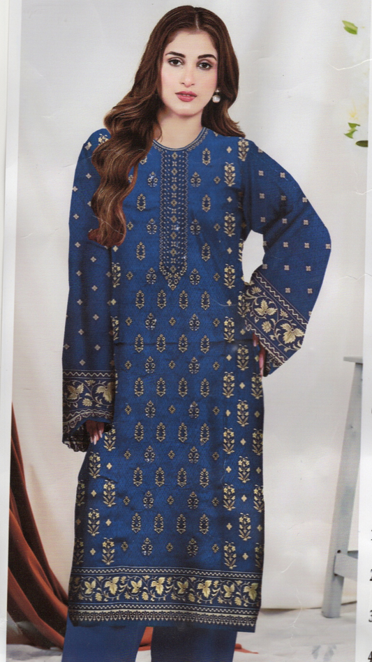 Blue with Clay Linen Dress