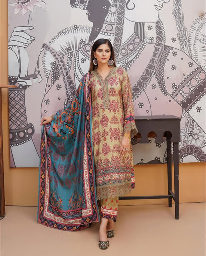 Munira Designers - Dew Green with Blue Dupatta