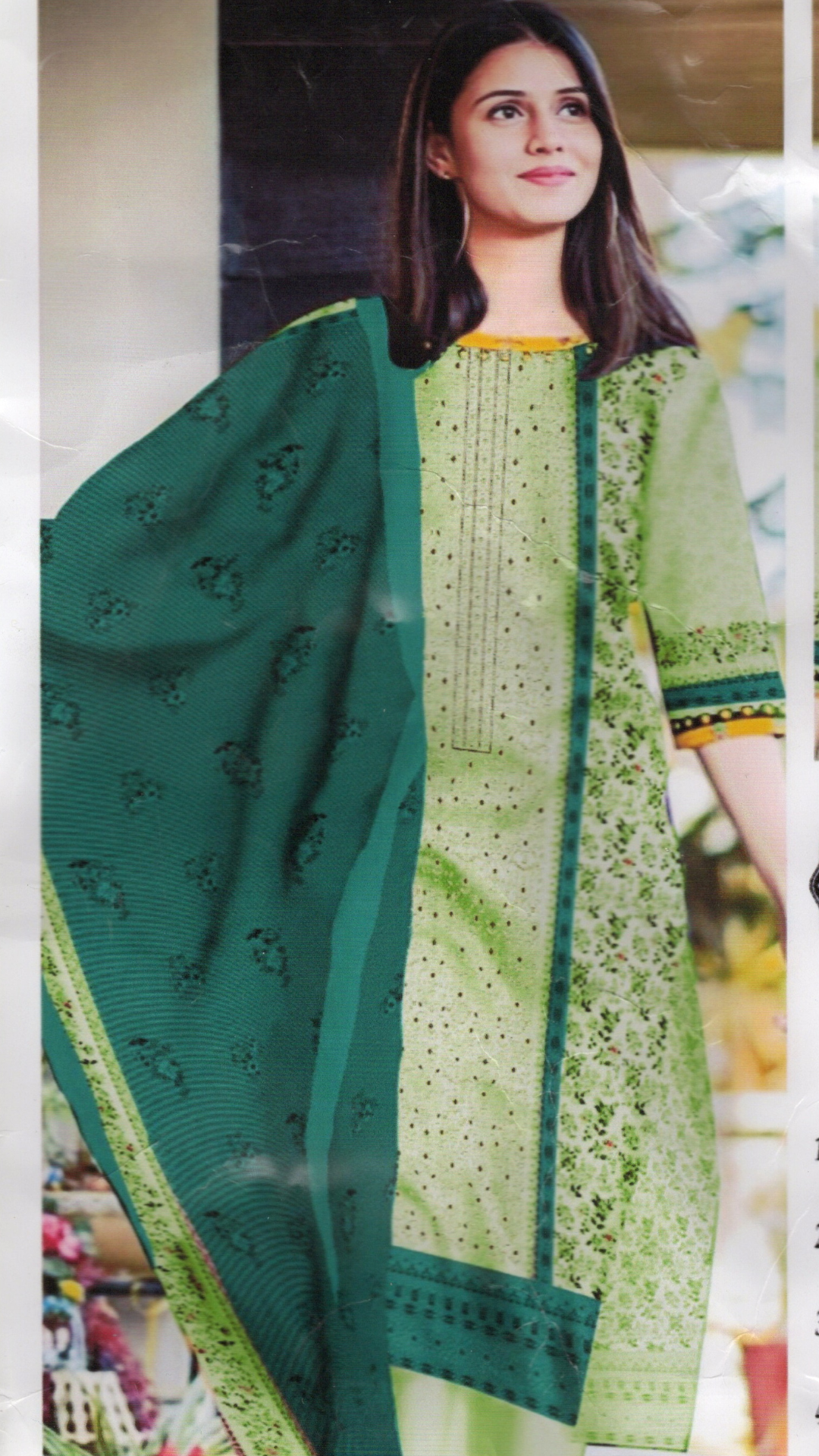 Light Green with Dark Green Dupatta