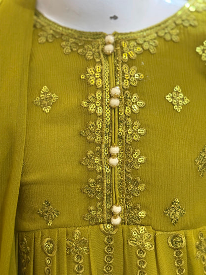 Dew Green Chiffon Frock