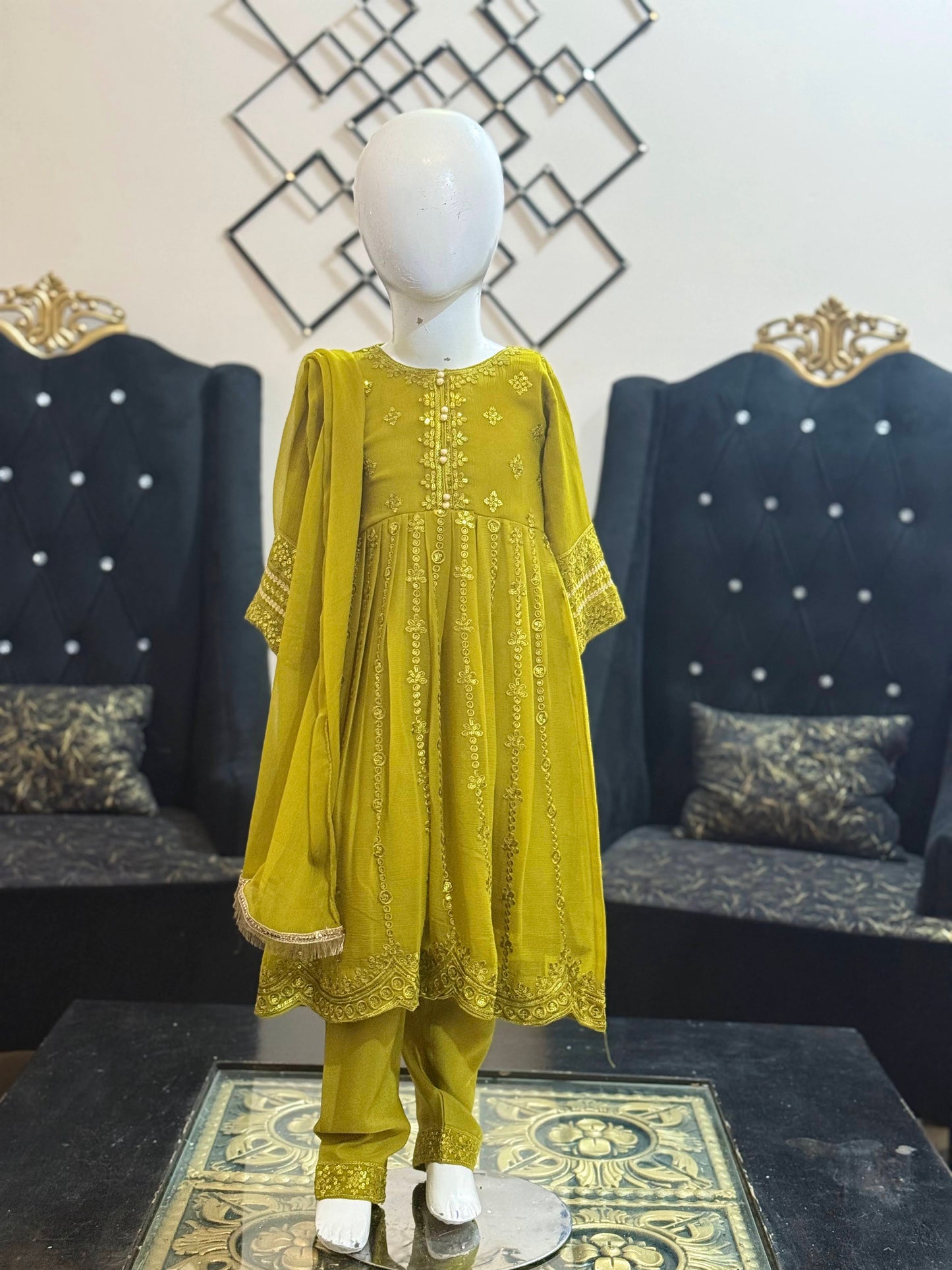 Dew Green Chiffon Frock