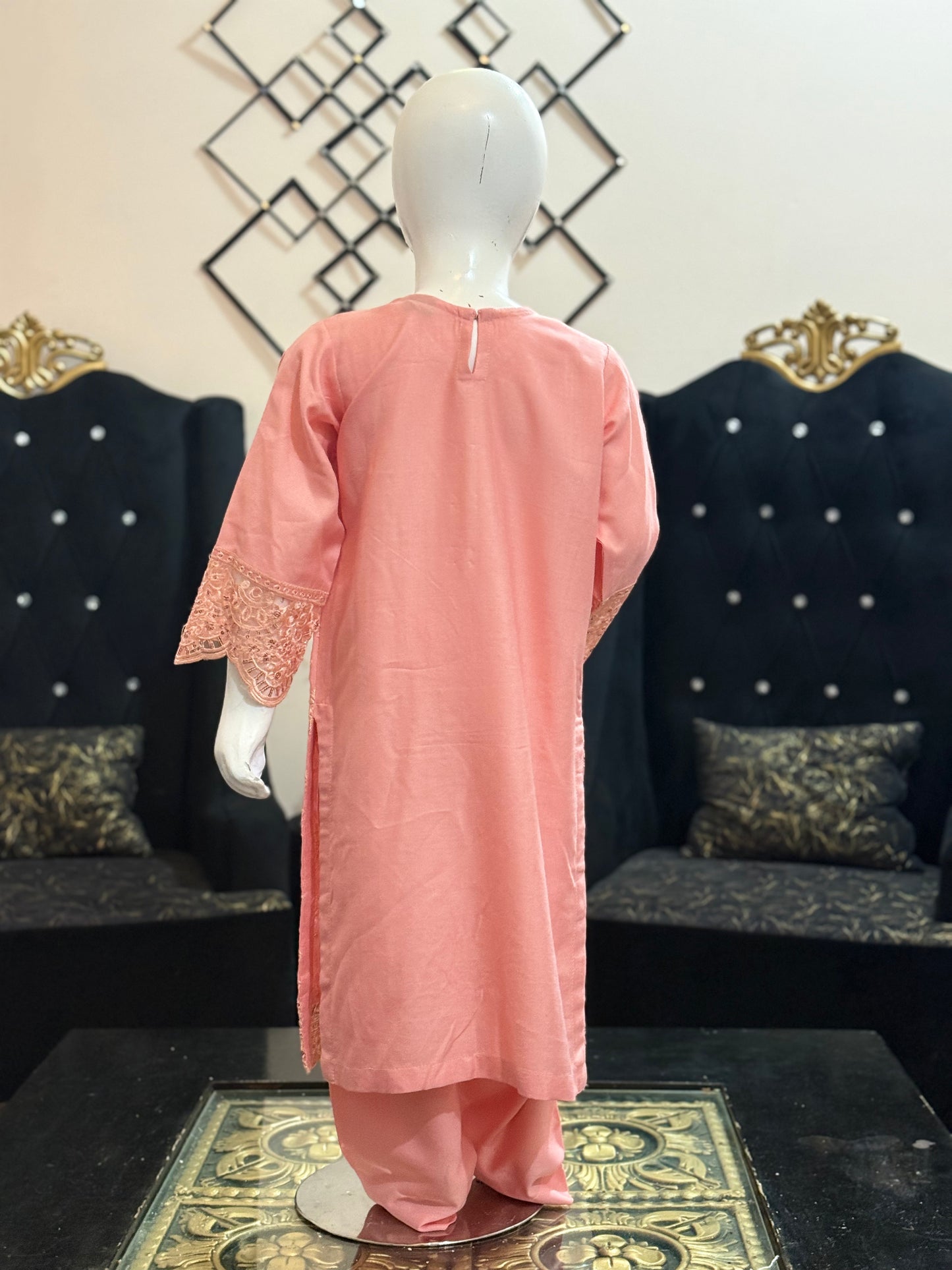 Peach Dhanak Shalwar Kameez