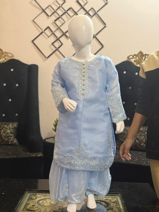 Ice Blue Moon Silk Shalwar Kameez