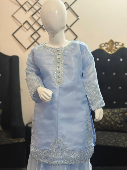 Ice Blue Moon Silk Shalwar Kameez