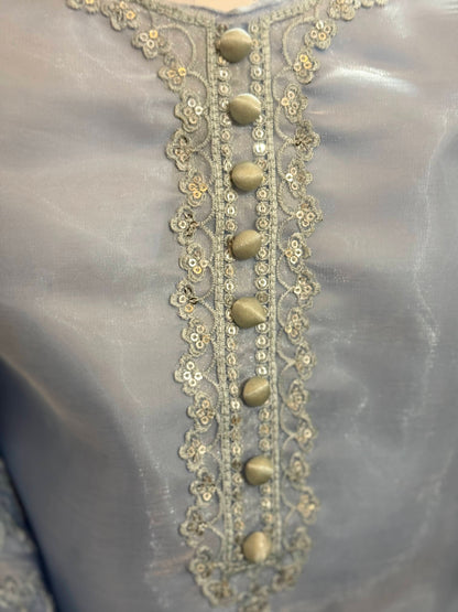 Ice Blue Moon Silk Shalwar Kameez