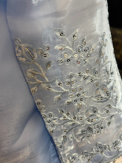 Ice Blue Moon Silk Shalwar Kameez