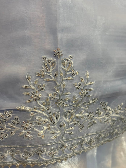 Ice Blue Moon Silk Shalwar Kameez