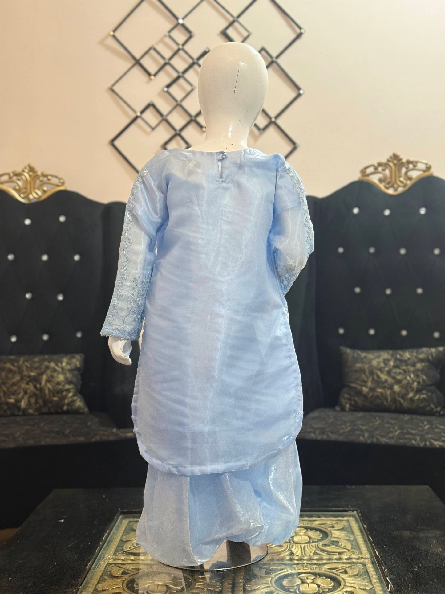Ice Blue Moon Silk Shalwar Kameez