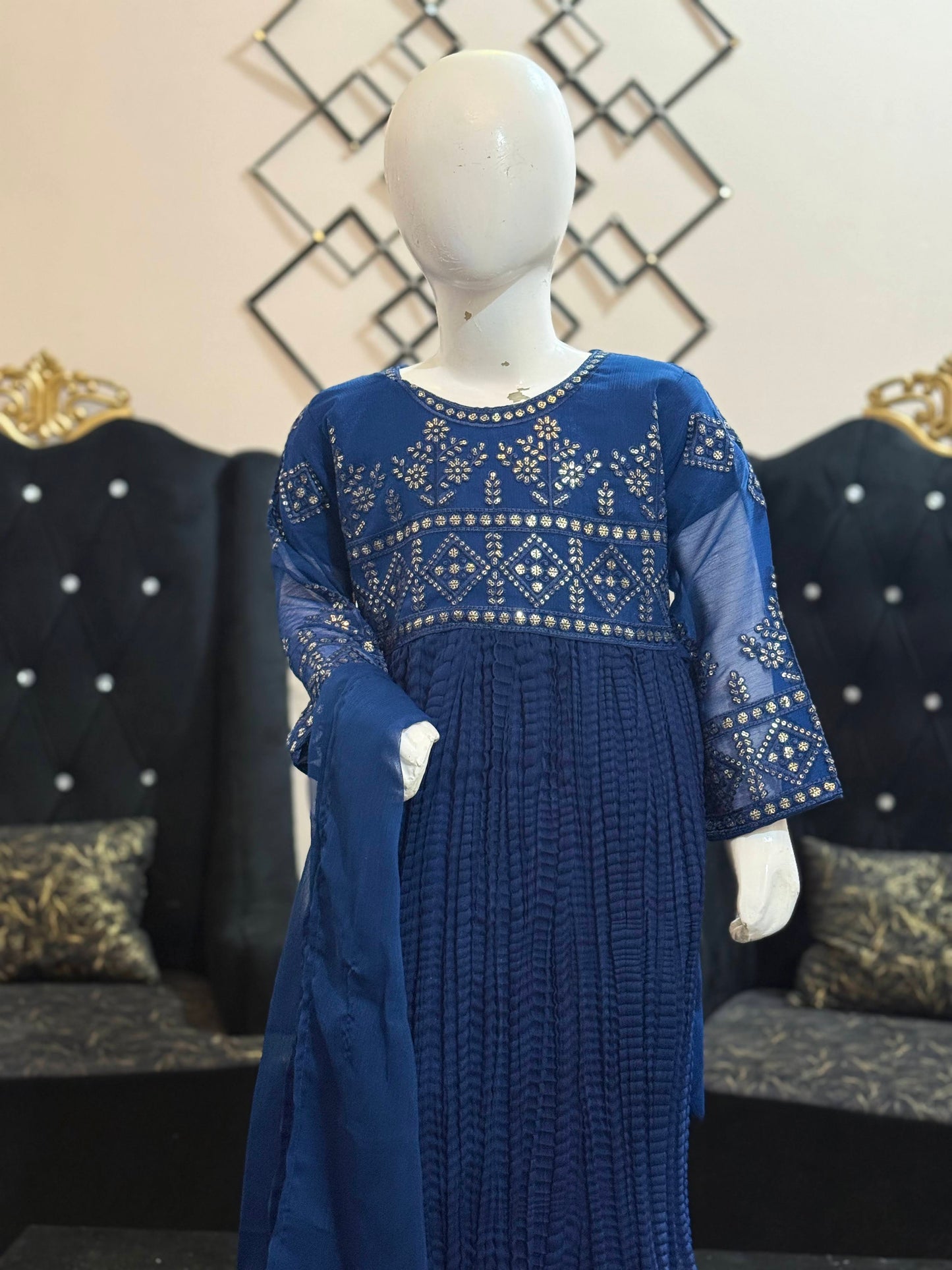 Royal Blue Chunri Frock