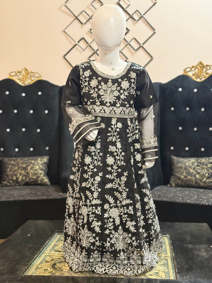 Organza Black Maxi with Silver Work