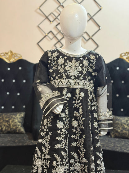 Organza Black Maxi with Silver Work
