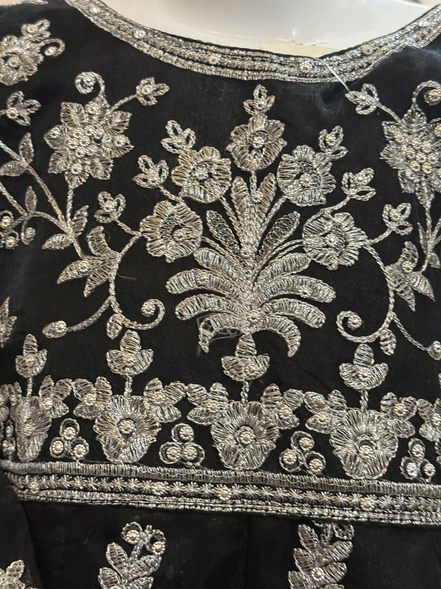 Organza Black Maxi with Silver Work