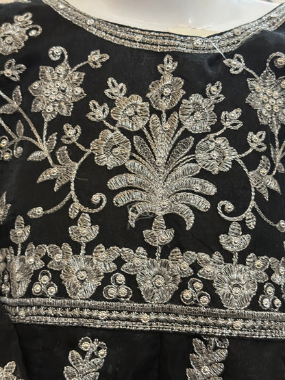 Organza Black Maxi with Silver Work