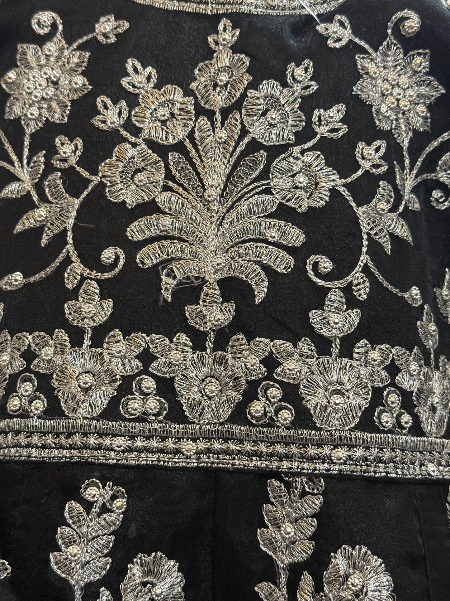 Organza Black Maxi with Silver Work