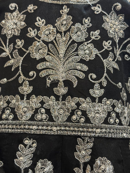 Organza Black Maxi with Silver Work