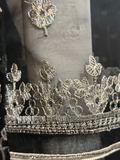 Organza Black Maxi with Silver Work