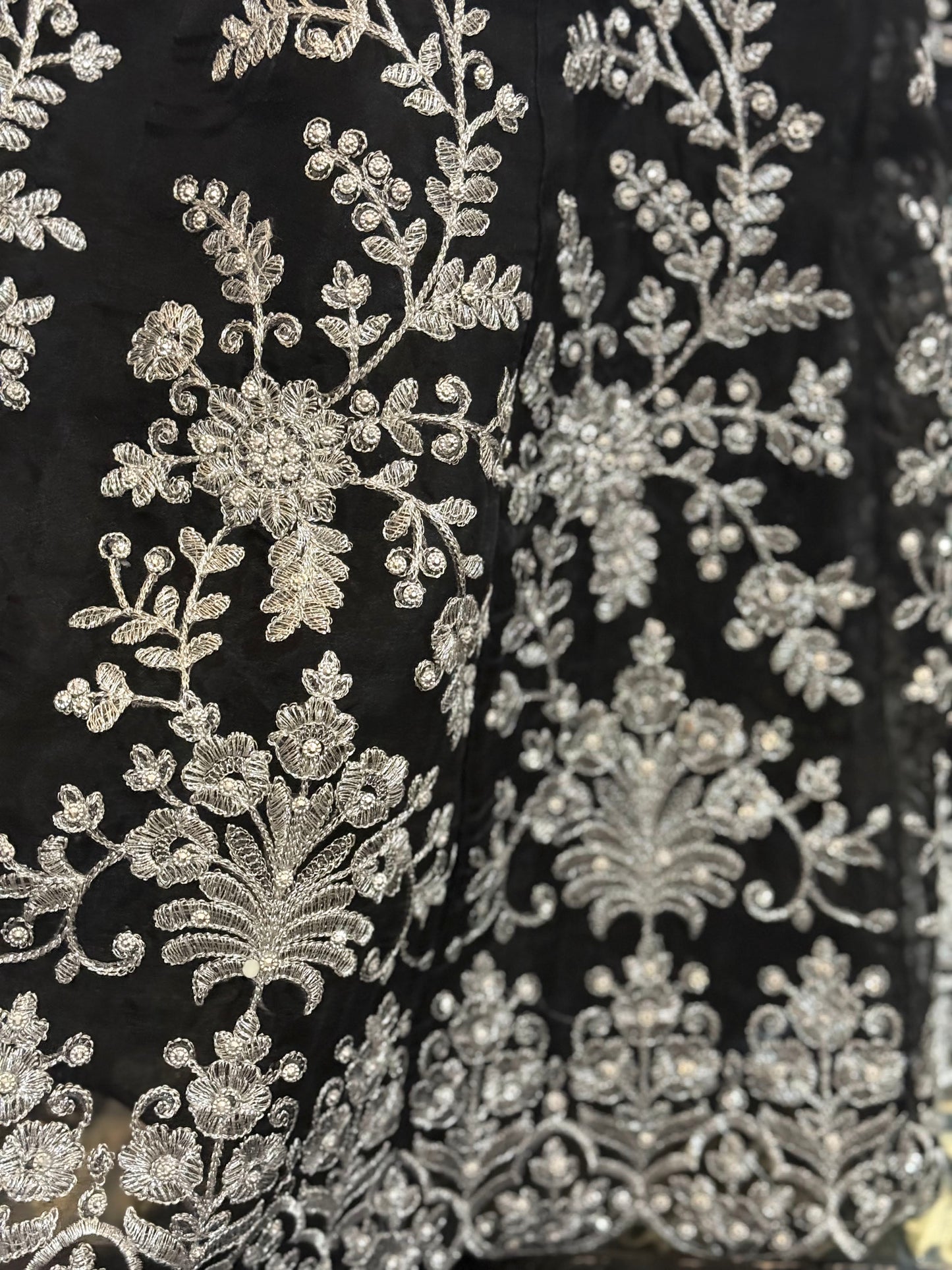 Organza Black Maxi with Silver Work