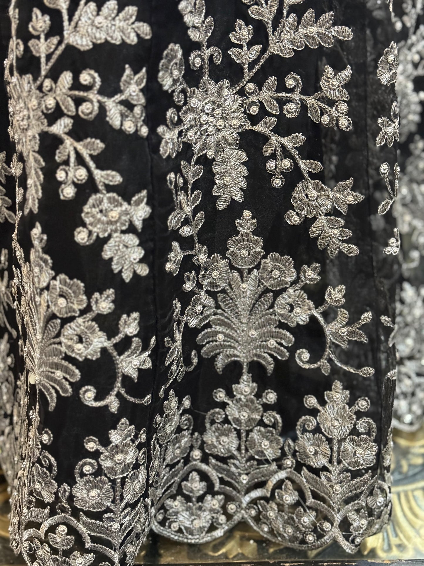 Organza Black Maxi with Silver Work