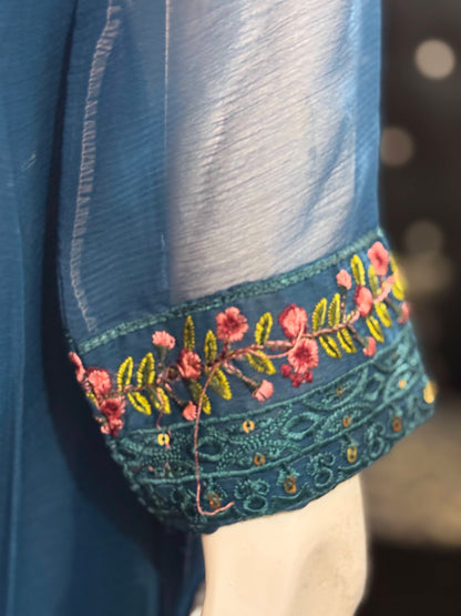 Ink Blue Jacket Chiffon Frock