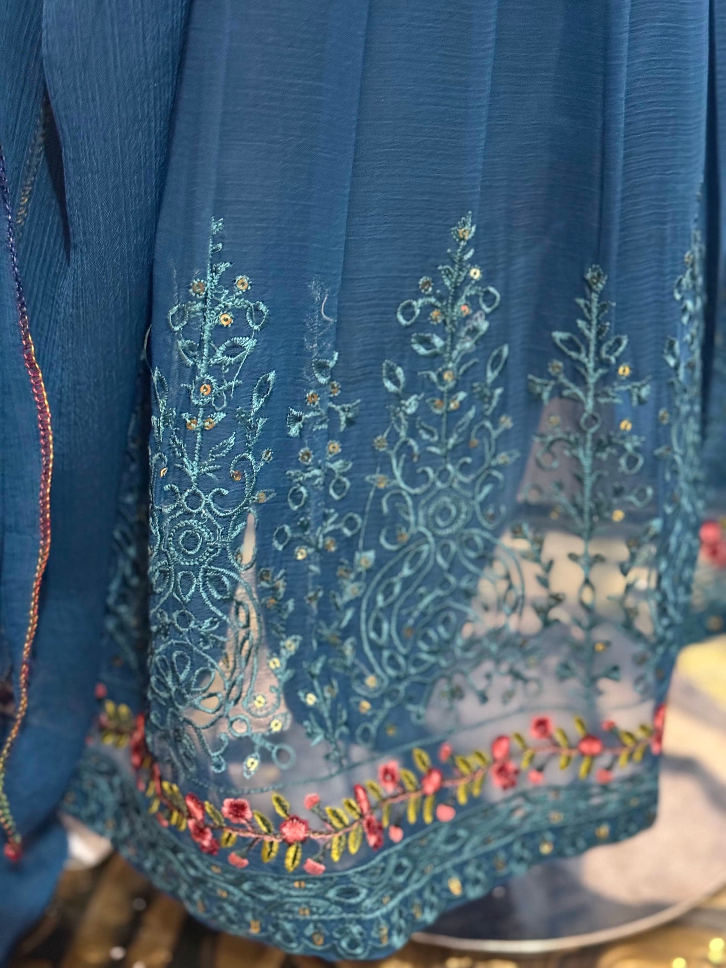 Ink Blue Jacket Chiffon Frock