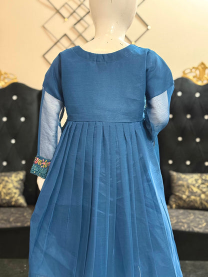 Ink Blue Jacket Chiffon Frock