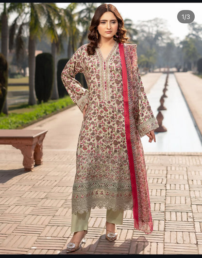 Munira Designers - Floral Green & Pink