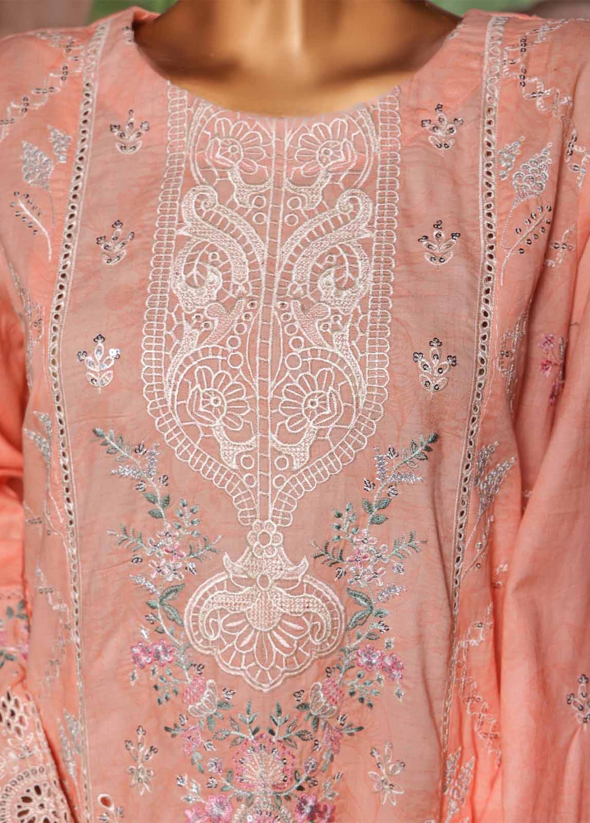 Bin Saeed - Coral Peach with Pink or Peach Dupatta