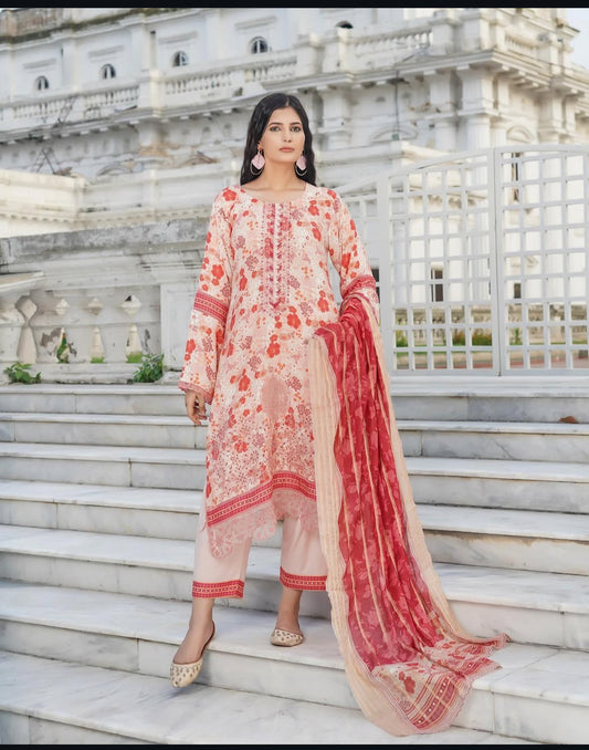 Munira Designers - Peach with Tinted Dupatta