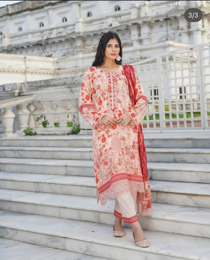 Munira Designers - Peach with Tinted Dupatta