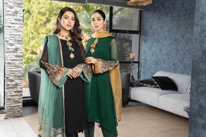Khuda Baksh - Green with Yellow Dupatta