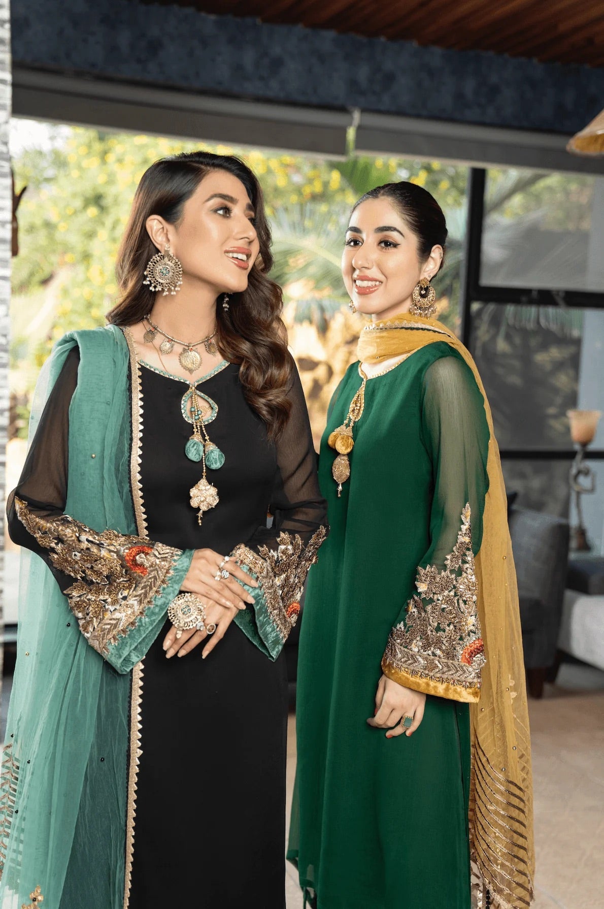 Khuda Baksh - Green with Yellow Dupatta