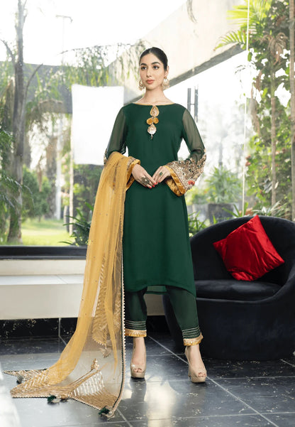 Khuda Baksh - Green with Yellow Dupatta