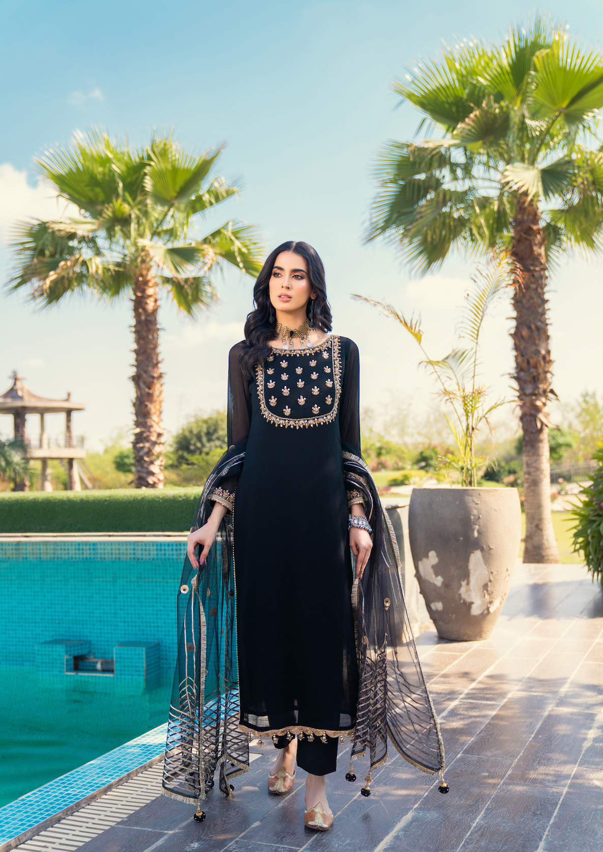 Khuda Baksh - Black with full Gotti Work