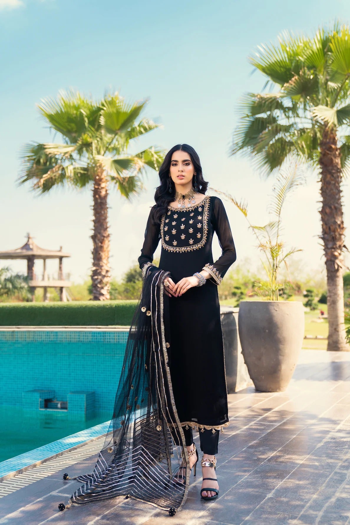 Khuda Baksh - Black with full Gotti Work