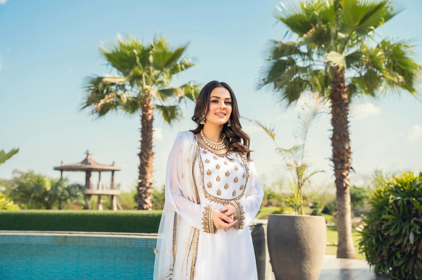 Khuda Baksh - White with full Gotti Work