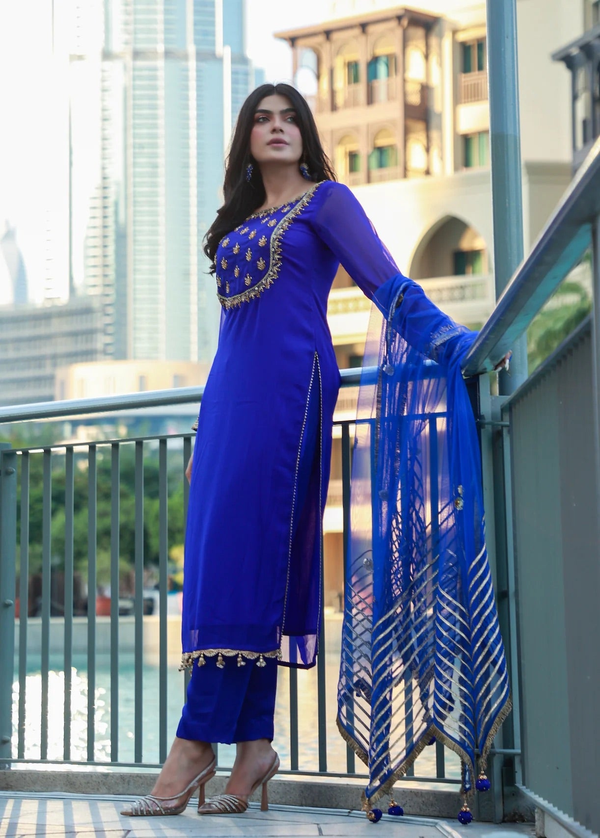 Khuda Baksh - Blue with full Gotti Work