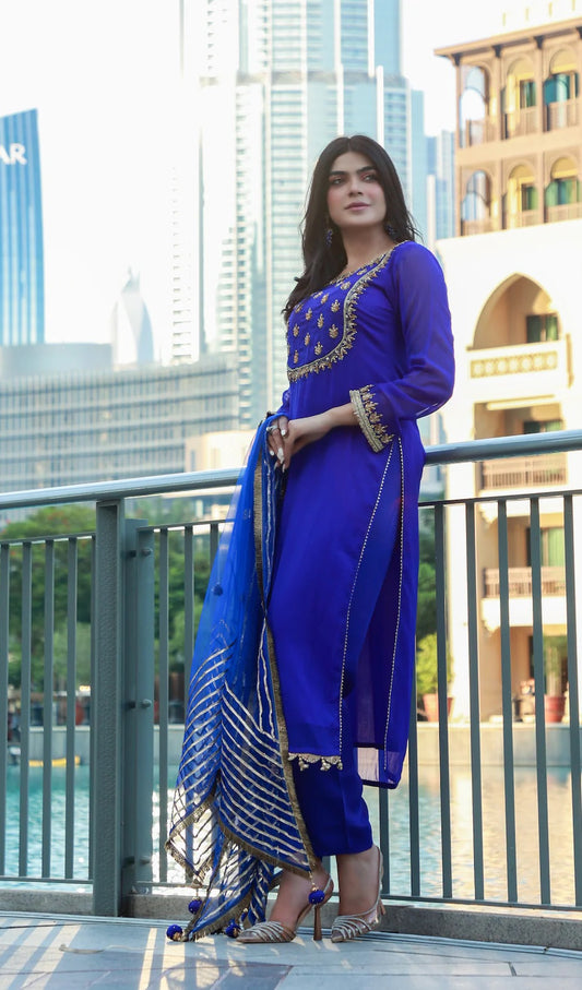 Khuda Baksh - Blue with full Gotti Work