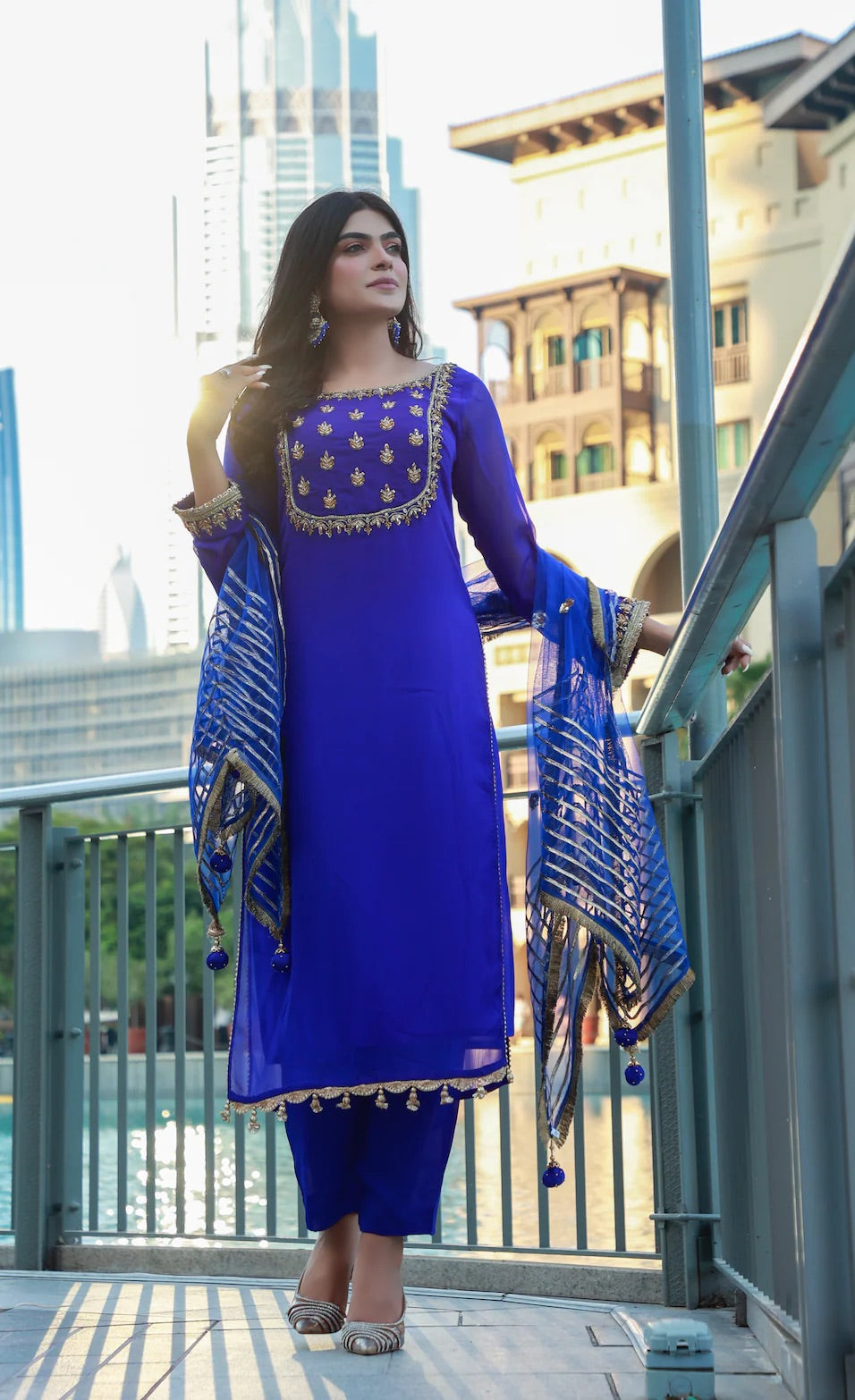 Khuda Baksh - Blue with full Gotti Work