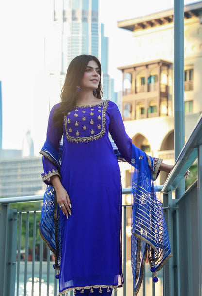 Khuda Baksh - Blue with full Gotti Work