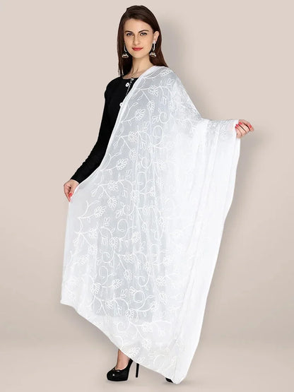 Pure Chiffon Dupatta / Shawl - White or Black