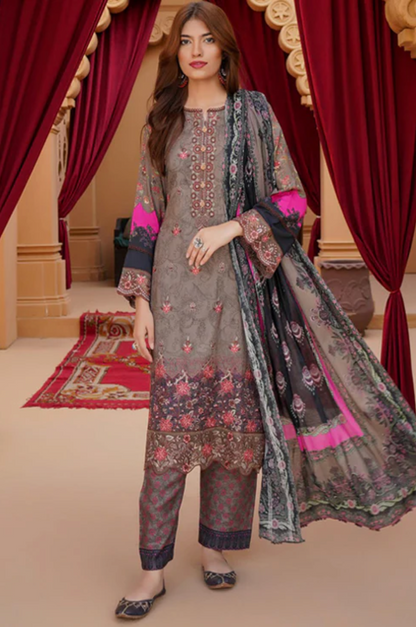 Munira Designers - Muted Brown with Pink Dupatta